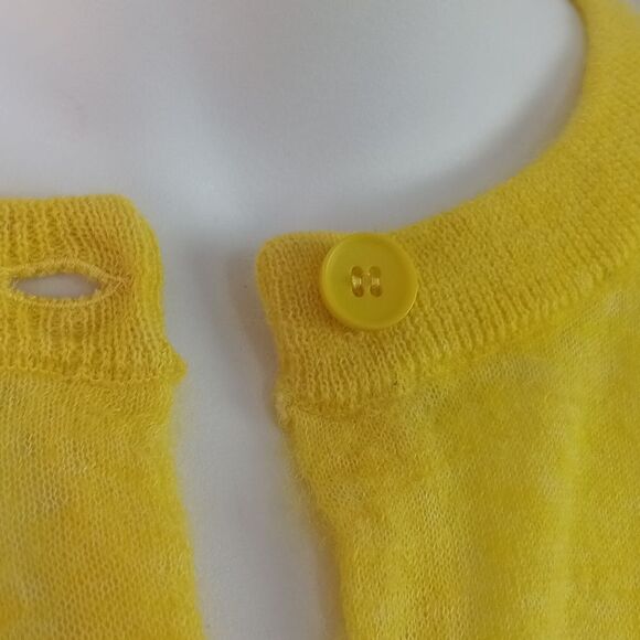 Zara Womens Alpaca/Wool Blend Yellow Button Up Long Sleeve Knit Cardigan Sz L - Picture 7 of 14